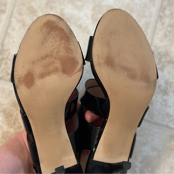 Michael Kors Joselle Open Toe Black Patent Heels - Picture 6 of 7